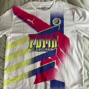 Puma Men's Vibrant White and Pink Jersey